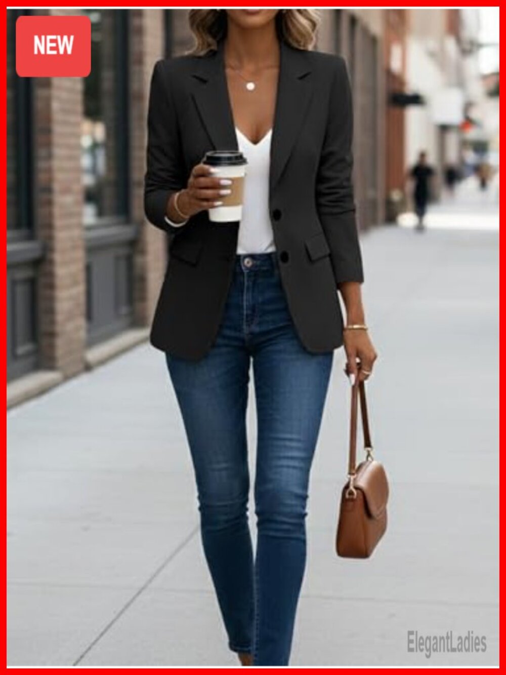 Women's Lightweight Fully Lined Business Casual Blazer Suit Jacket with Pockets - Picture 3 of 6